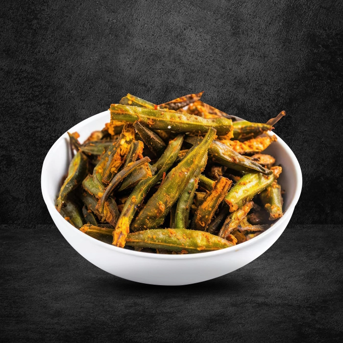 Crispy bhindi fry from a north indian restaurant singapore style okra stir fry with aromatic spices