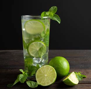Refreshing mojito cocktail with lime juice and mint at best mexican restaurant in singapore