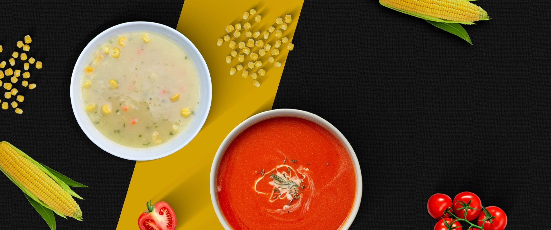 Sweet corn soup and tomato soup served fresh at the best Mexican food in Singapore Haldi Mexicana